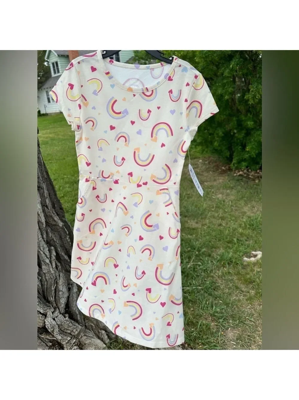 Wonder Nation Multicolor Rainbow Summer Play Dress GIRLS 6 - 6X Pockets NEW NWT